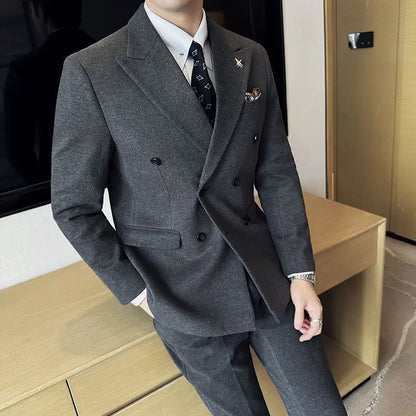 Men's Tuxedo Suit 3 Piece Set Slim Fit Bead Decoration One Button for Wedding Groom & Dinner