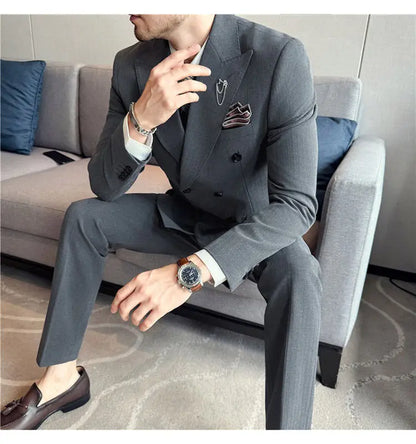 Classic Striped Wedding Suit Set Men 3 Piece Set (jacket+vest+pant) Business Formal Casual Suits Office Party Prom Groom Suit