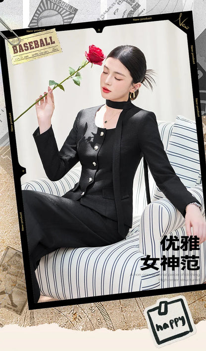 Fashionable professional women's two-piece trousers + suit jacket, exquisite elegant, 2025 autumn winter new style