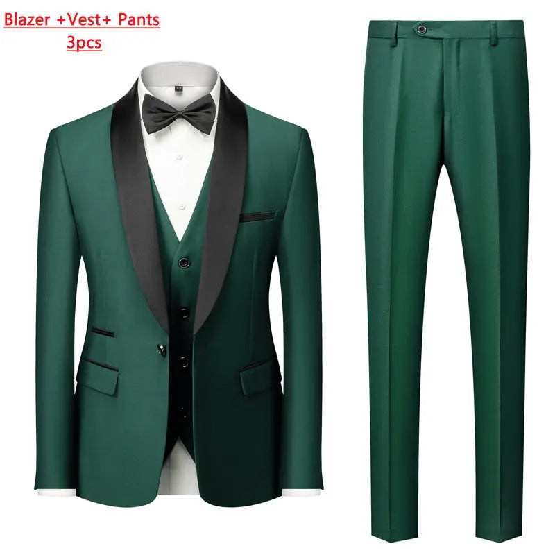 Men's Slim Fit Formal Suit Set – Blazer, Vest & Pants for Weddings & Parties