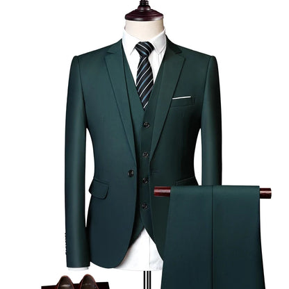 Men's Three-Piece Suit – Slim Fit Wedding & Business Formal Suit with Vest and Trousers