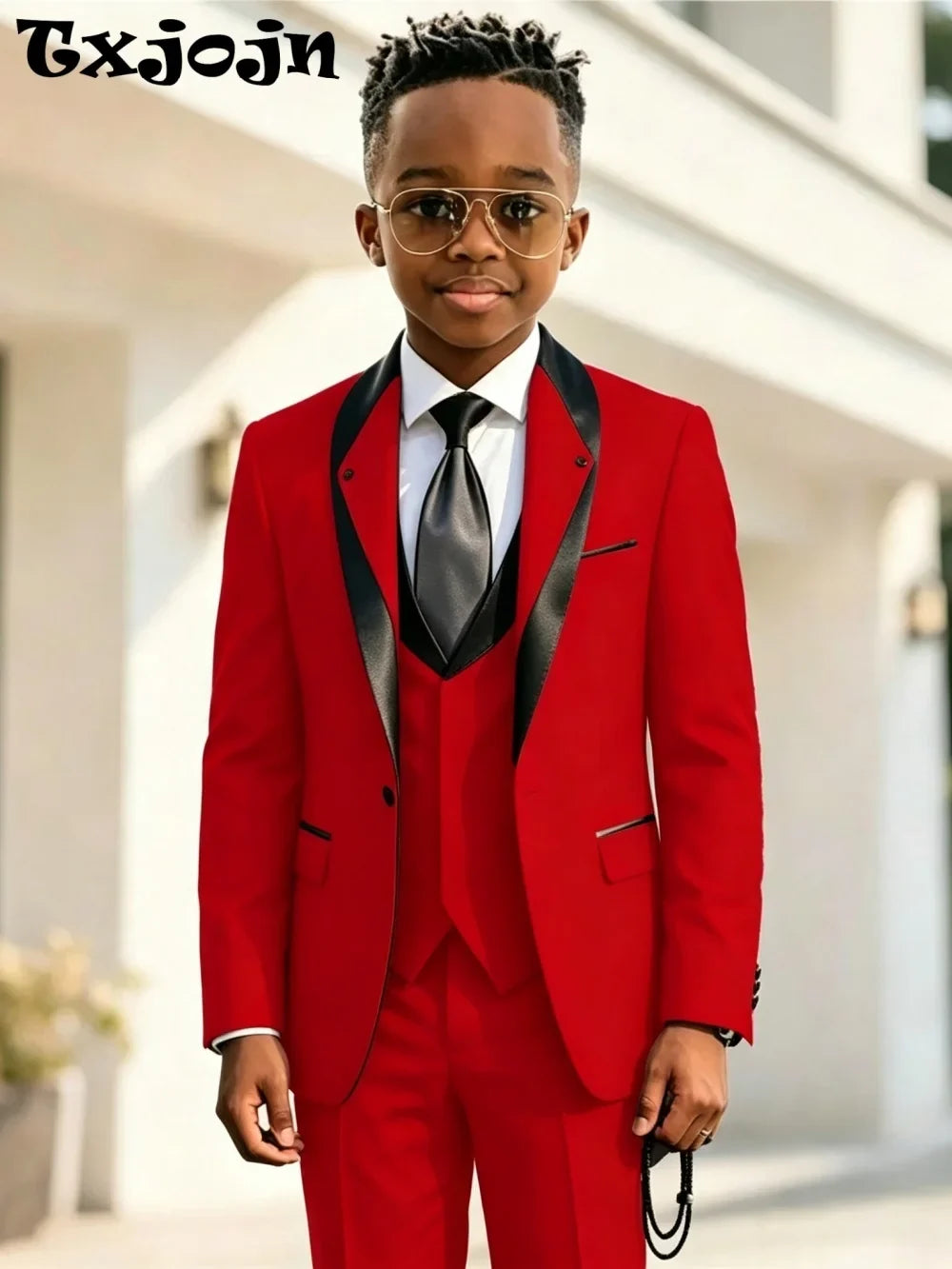 Handsome Boys Slim Fit Suits 3 Pieces Christmas Party Wear High Quality Kids Formal Suit Set Wedding Ring Bearer Outfit 2-20T