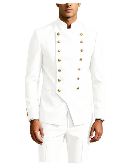 Men's Suit 2-Piece Double Breasted Slim Fit Blazer Pants Set for Wedding