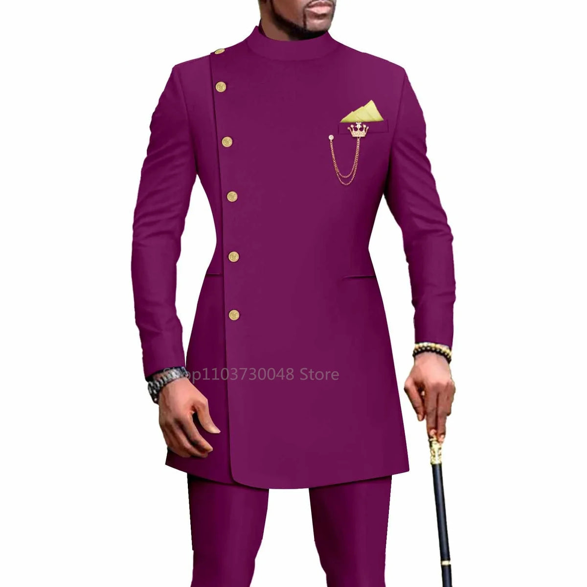 Tenues Homme avec Vêtements Africains Costume de Mariage Homme Blazer et Pantalon 2 Pièces Coupe Slim à Boutonnage Simple pour Dîner et Bal de Promo