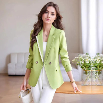 Spring 2025 Fashion Outerwears Blazer Mujer Woman New In Coats Casaco Feminino Double Breasted Office Lady Blazers Jackets Tops