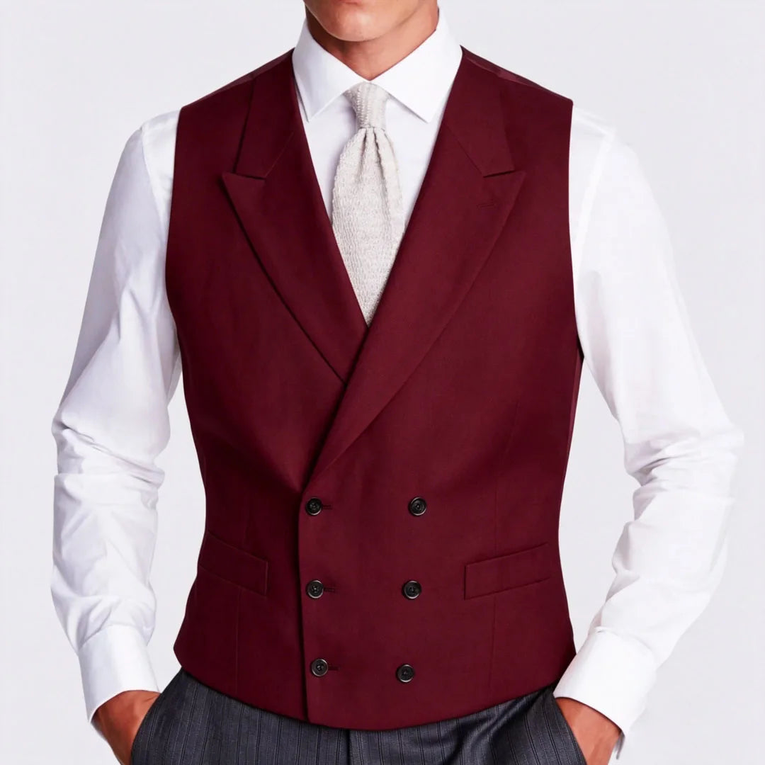 Men's Formal Vest Double Breasted Lapel Waistcoat for Weddings and Business