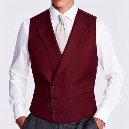 Men's Formal Vest Double Breasted Lapel Waistcoat for Weddings and Business