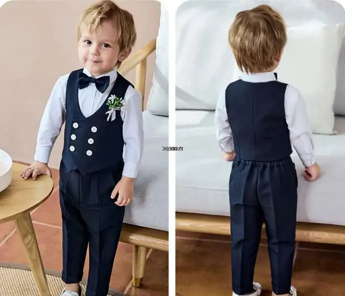 Boys Formal Suit Set – Vest, Pants & Bowtie for Kids