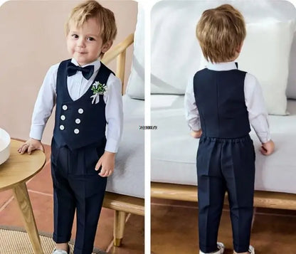 Boys Formal Suit Set – Vest, Pants & Bowtie for Kids