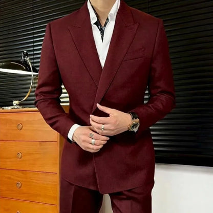 Business Mens Banquet Wedding Suits Set Italian Style Single Button Classic Slim Male Blazers Suit Pant Two-Piece Set Outfits
