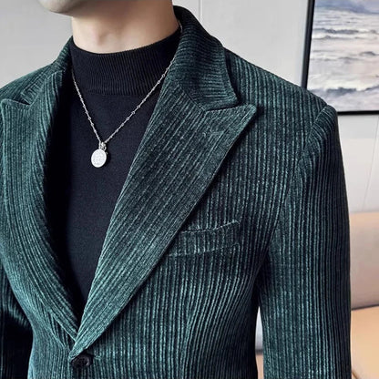 Winter Chenille Velvet Suit Jacket for Men Slim Fit Casual Business Formal Jacket Wedding Groom Social Office Blazer Masculino