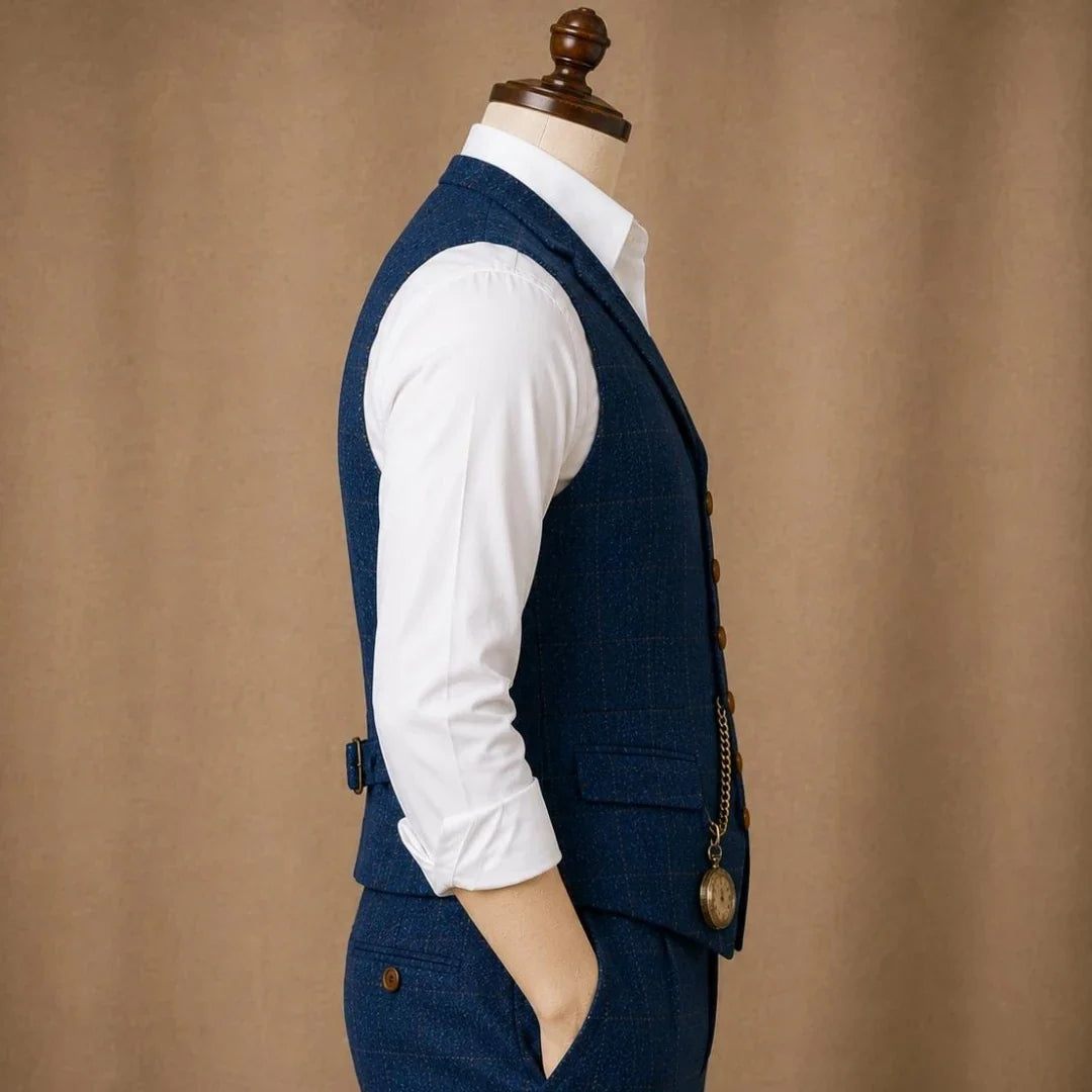 Men's Herringbone Vest Single Breasted Formal Waistcoat for Wedding & Business