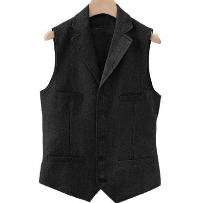 Men's Herringbone Vest – Single Breasted Waistcoat for Wedding & Formal Occasions