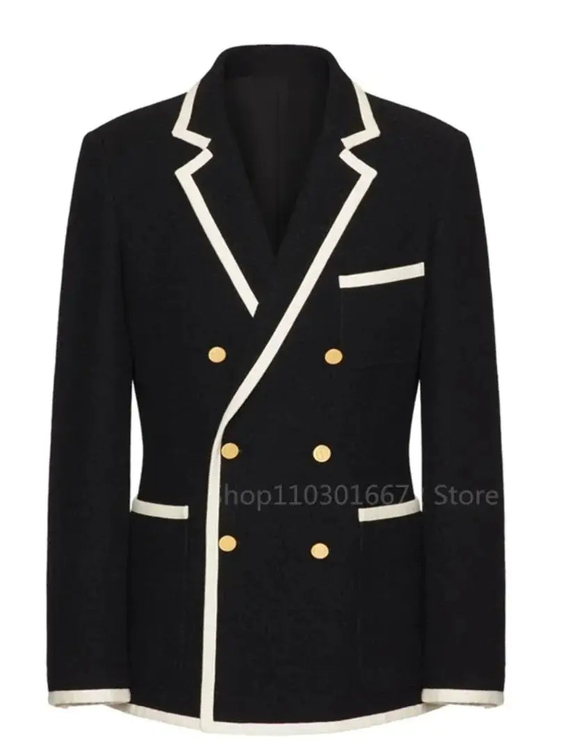 High Quality Black Blazer Men Fashion Jacket Wedding Casual Business Elite Gathering Best Man Suit Jacket Double Breasted Coat
