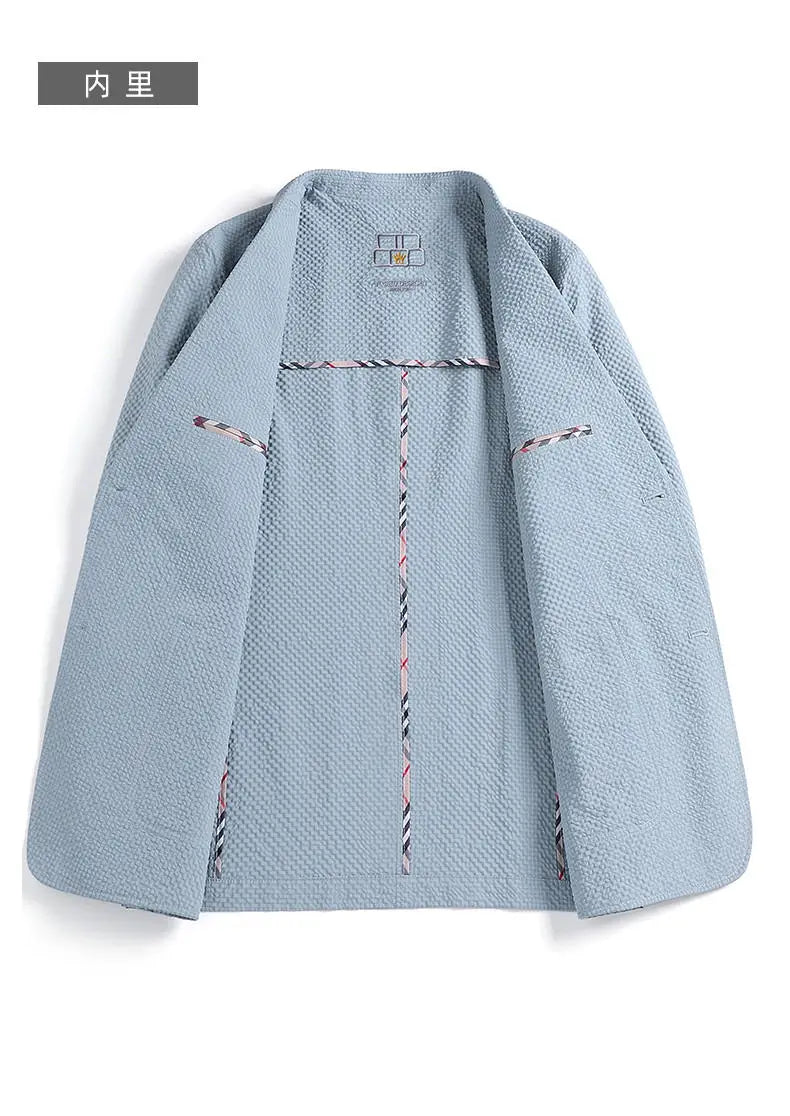 2026 Sun Protection Lightweight Blazer - Fashionable Business Outdoor Travel Wedding Casual Korean Men's Bubble Weave Blazer
