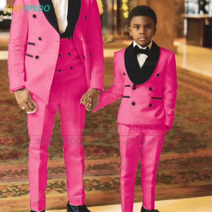 Fashion Boys Suit Sets Jacquard Shawl Lapel Jacket Wedding Flower Boy Costume Children Custom Suitable Blazer Vest Pants 3 Pcs