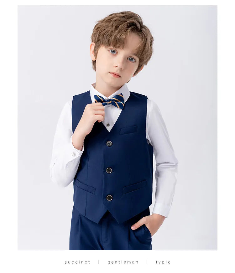 Flower Boys Wedding Suit Set Spring Kids Birthday Photograhy Outfit Children's Piano Host Speech Chorus Performance Costume