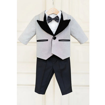 Fashion Boy Infant Suits Formal Wedding Tuxedo 2 Piece Peak Lapel One Button Blazer Sets Photography Costume Kids Clothes