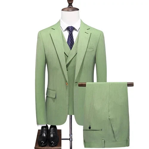 Men's Three-Piece Suit – Double Breasted Slim Fit Formal Suit for Men in Multiple Colors