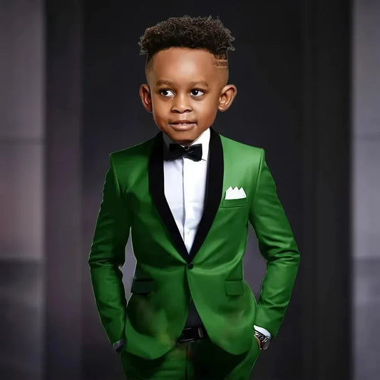 New Kids Suit Set 2 Pieces Jacket Pants Wedding Ring Bearer Outfit,Elegant Shawl Lapel Boys Suits Piano Performance Wear
