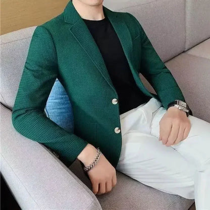 Men's Single Breasted Blazer – Korean Style Suit Jacket for Business & Smart Casual