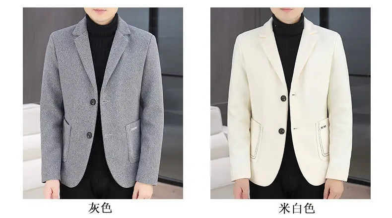 Blazer Men Fashion, Business Gentleman, Groom, Professional Gentleman, Fitted, Casual, Woolen and Cotton Dress, High-end Blazer