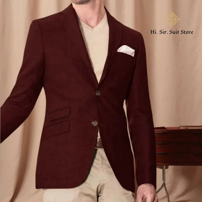 Men's Linen Blazer Jacket Business Two-Button Casual Sports Coat Slim-Fit Wedding Suits Formal Wear High-End Mens Suit Party