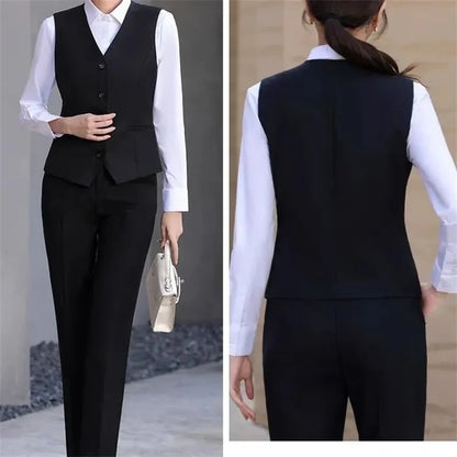 Korean 2026 Spring New Women's Blazer High End Casual Vest Waistcoat Female Professional Vest V-neck Sleeveless Short Jacket