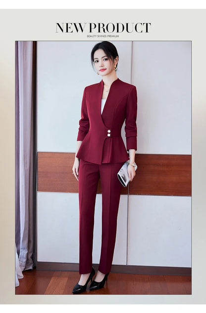 Long-Sleeved Suit for Women, Elegant Jacket and Trousers, Business and Work Uniform, Office Ladies, Special Fashion, 2025