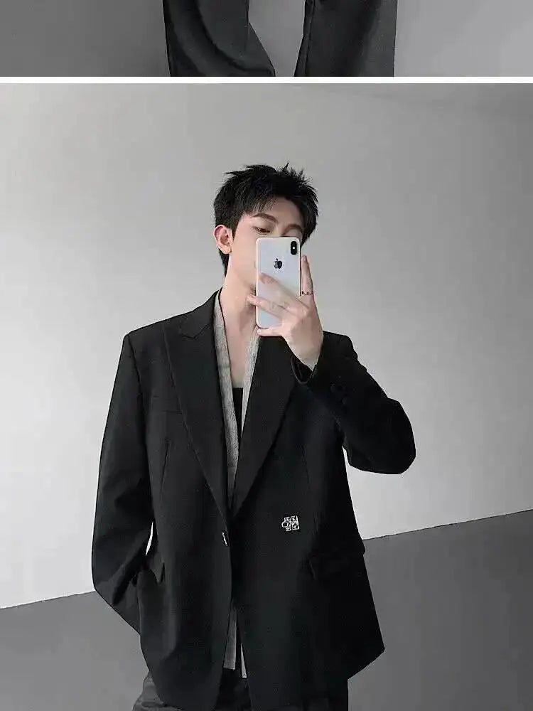 Metal Placket 2025 Buckle New Casual Blazer Fashion Jacket Men's Original Elegant Korean Handsome Jacket Original JY7386