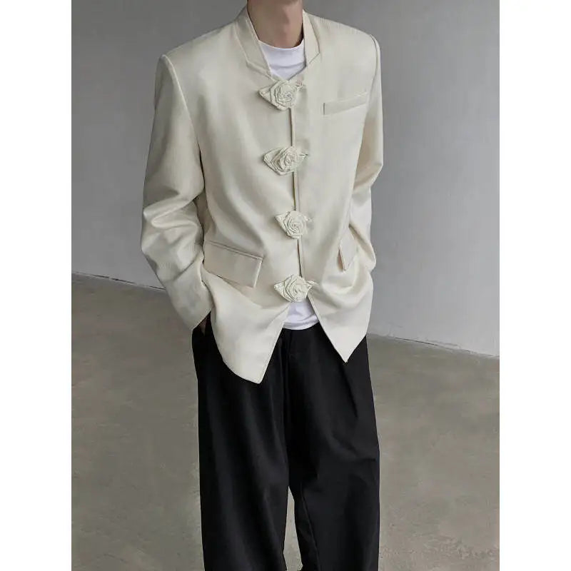 Spring Autumn New Women Blazer Stand Collar Single Breasted Chinese Style High-End Fashion Jacket Temperament Coats HK13461