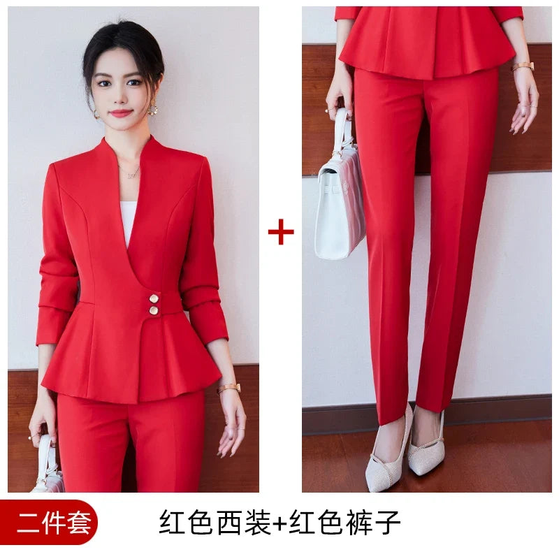 Long-Sleeved Suit for Women, Elegant Jacket and Trousers, Business and Work Uniform, Office Ladies, Special Fashion, 2025