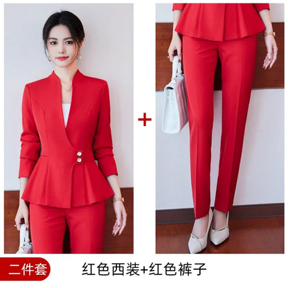 Long-Sleeved Suit for Women, Elegant Jacket and Trousers, Business and Work Uniform, Office Ladies, Special Fashion, 2025