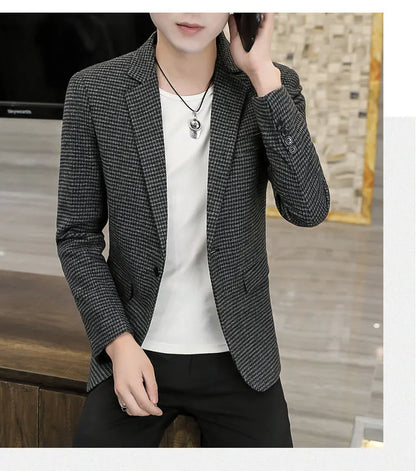 2026 Blazer Outdoor Men's Checked Fashion Business Trend Wedding Slimming Gentleman Casual Korean Travel High Formal Wear Blazer