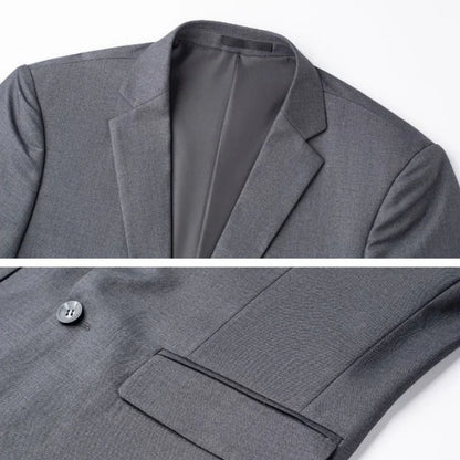2024 Men's Fine Solid Color Business Suit Coat - Fashionable Gray Black Navy Blue Single-breasted Casual Work Leisure Jacket