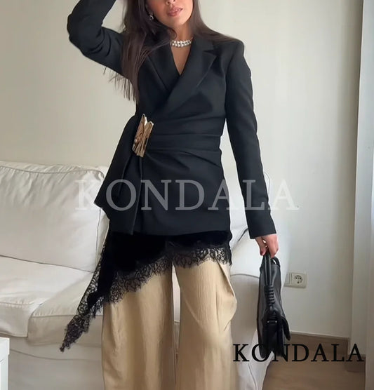 Lady Elegant Sashes-Buckle Blazer 2026 New Spring Trendy Commute Blazer Women High Street Fashion Dinner Dating Blazer