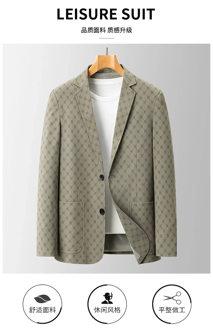 Blazer Outdoor Men's Casual Fashionable Sporty Slimming Letter Trendy British Style Versatile Business Gentleman Wedding Blazer