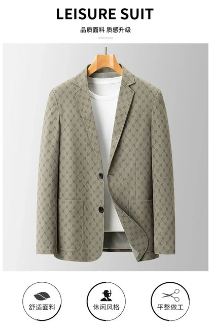 Blazer Outdoor Men's Casual Fashionable Sporty Slimming Letter Trendy British Style Versatile Business Gentleman Wedding Blazer