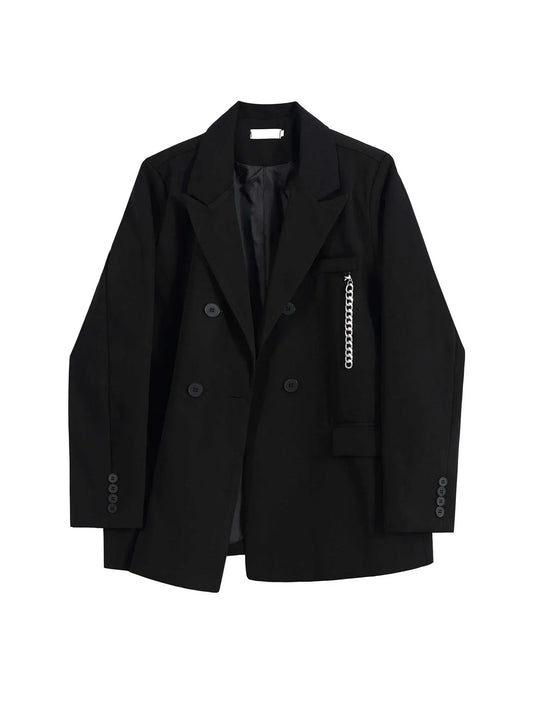 Women's Black Gothic Emo Blazer Jacket Vintage Oversize Suit Coat Y2k Harajuku Single Breasted Long Sleeve Outerwear Autum 2025