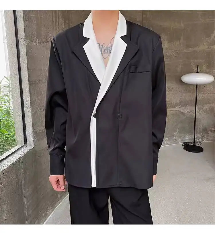 Collar Double 2026 Contrast Spring Layer New Color Casual Blazer Coat Men's Fashion Handsome Elegant Male Clothes JY8406