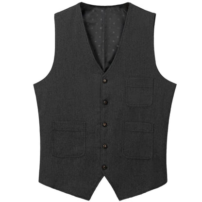 Men's Vest Herringbone Single Button Waistcoat for Wedding Business Casual