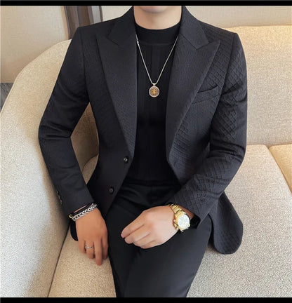 Autumn Winter Single Breasted Wedding Suit Jacket for Men Business Casual Slim Fit Blazers Banquet Party Social Suit Jackets
