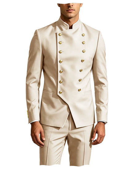 Men's Suit 2-Piece Double Breasted Slim Fit Blazer Pants Set for Wedding