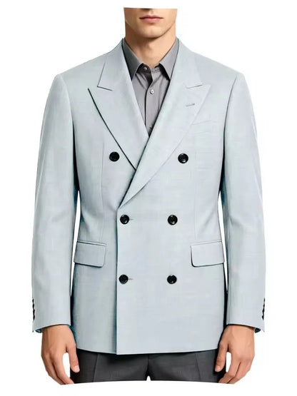 Men's Business Casual Linen Formal Suit Slim-fit Double-breasted Wedding Groom's Dress Party Daily Commuting