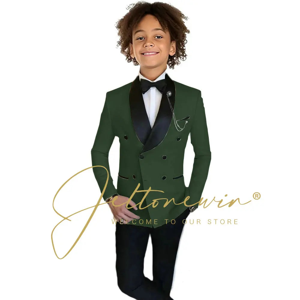 Boys Formal Suits Double Breasted Wedding Outfits Host Performance Costume for Children 2-16 Years Old Kids Birthday Blazer Set