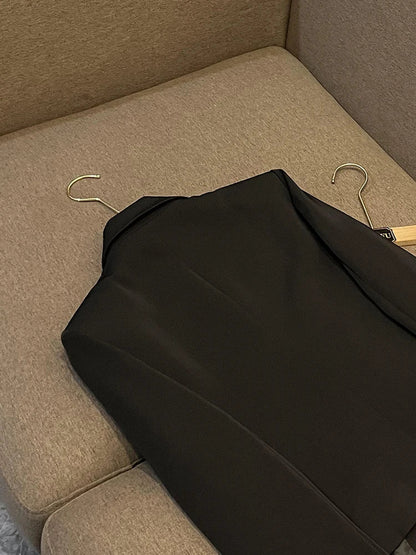 Business Commute Style Women's Long Sleeve Double-Breasted Suit Slim Fit Waist-Cinching Outerwear Fashion D9986