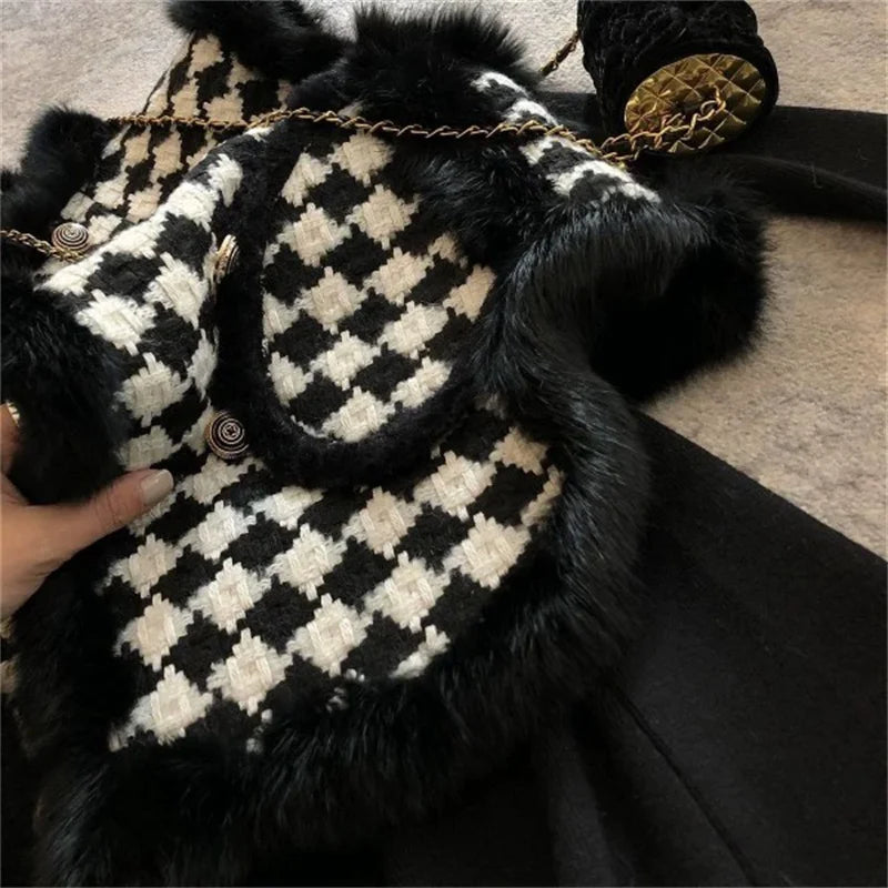 Korean Women Thousand Bird Grid Vest Coat Spring Autumn Ladies Fashion Waistcoat Jacket 2025 Female Loose Sleeveless Top Outwear