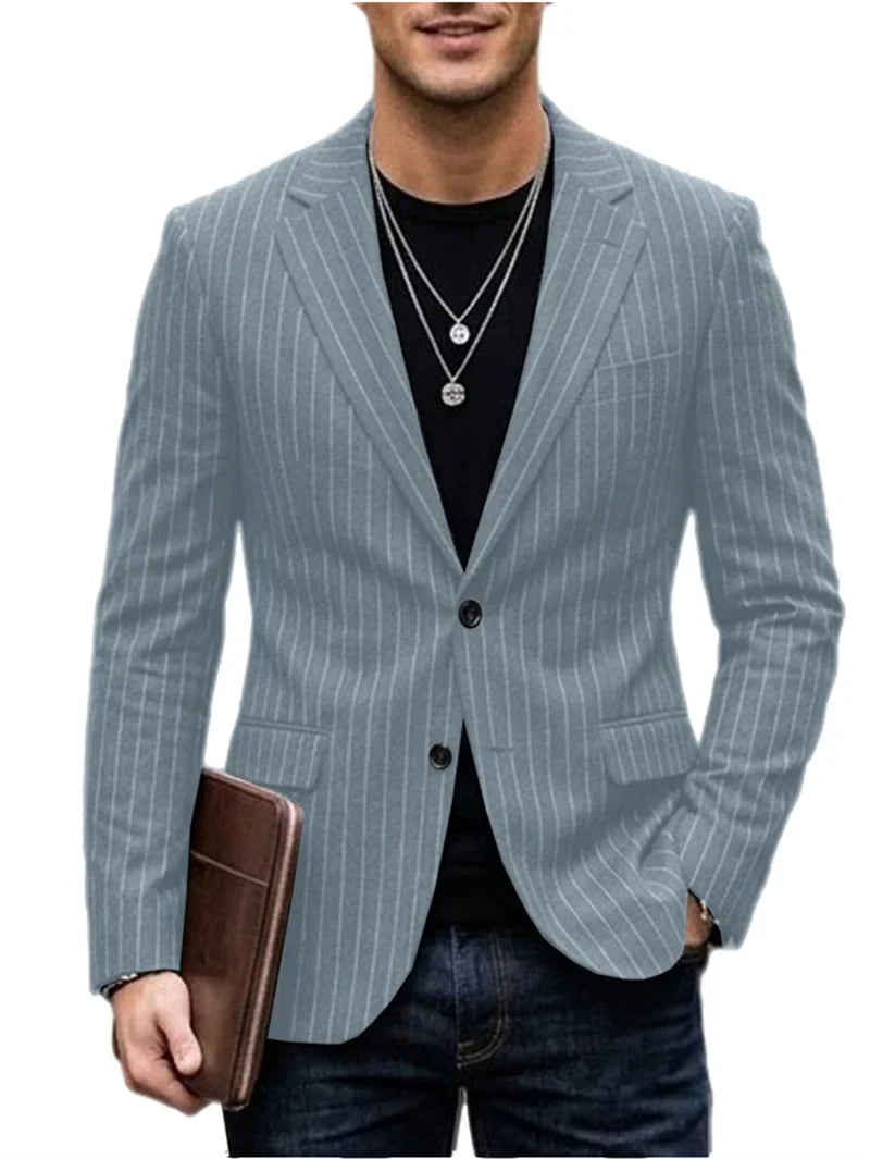 Men's Striped Blazer Casual Slim Fit Suit Jacket 2026 New Business Casual Single Breasted Blazer for Men Office Wedding Party Co
