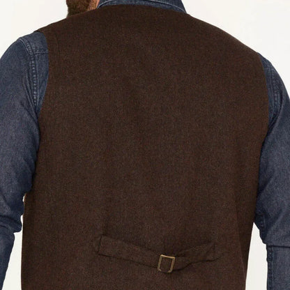 Men's Suit Vest – Herringbone Weave, Single Button, V-Neck, Wedding & Business Formal