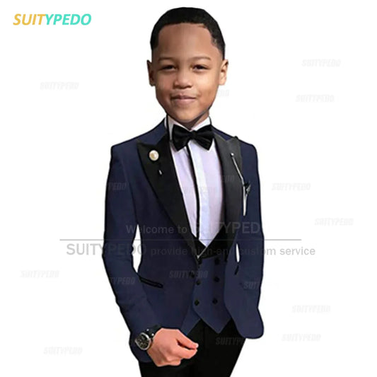 Boys 3-Piece Suit Double Breasted Formal Outfit for Kids – All-Season Tailored Wedding & Party Look